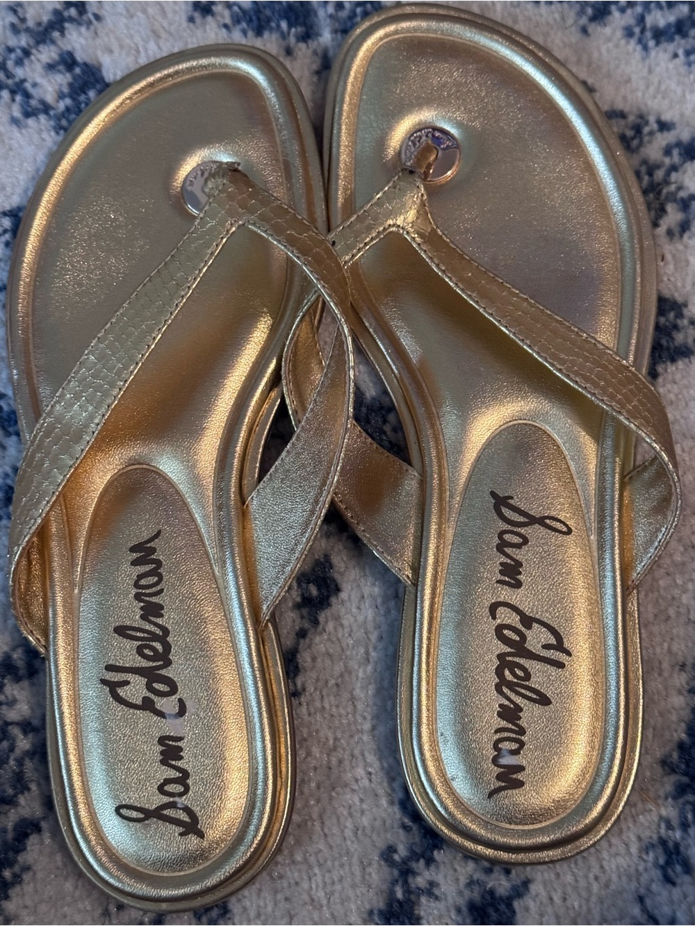 Sam Edelman Metallic Gold Thong Sandals